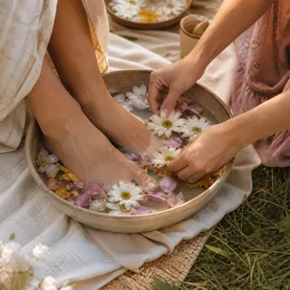 Blüten-Fußbad als liebevolles Verwöhnritual